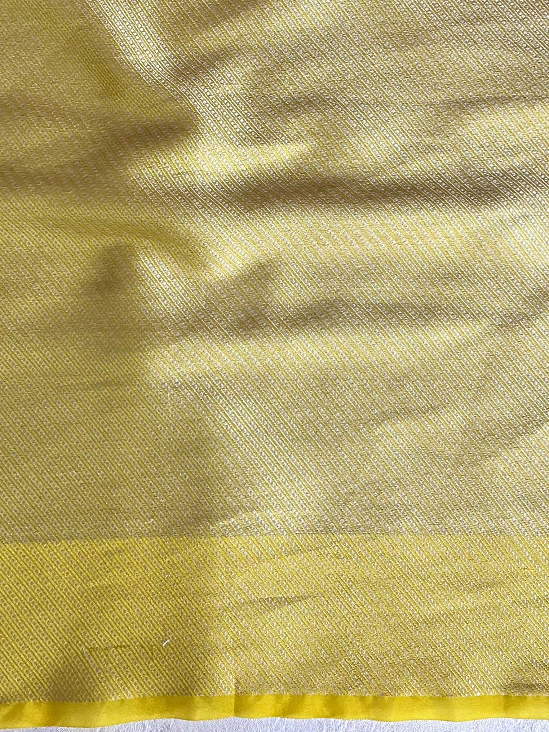 Banarasee Organza Mix Saree With Zari Buti Design-Yellow