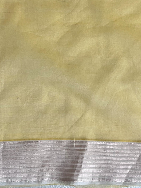 Banarasee Organza Mix Saree With Zari Zig Zag Design-Yellow