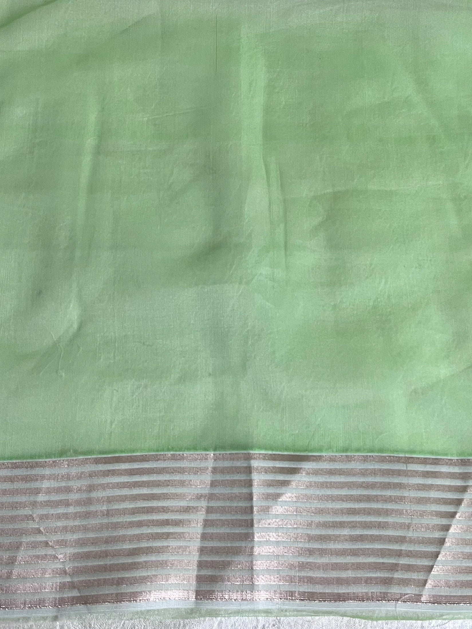 Banarasee Organza Mix Saree With Zari Zig Zag Design-Light Green