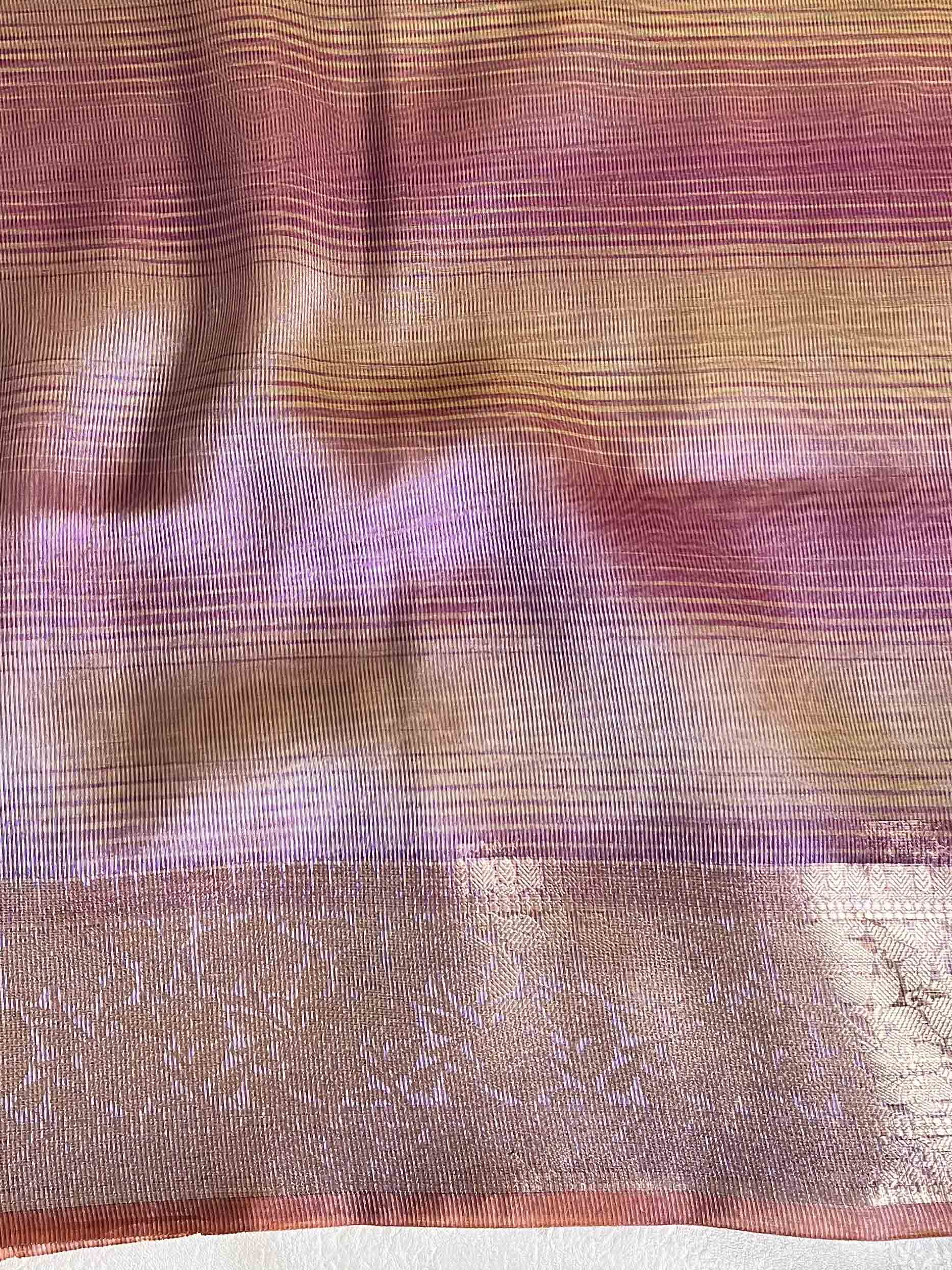 Banarasee Handwoven Shaded Tissue Saree With Lace-Violet