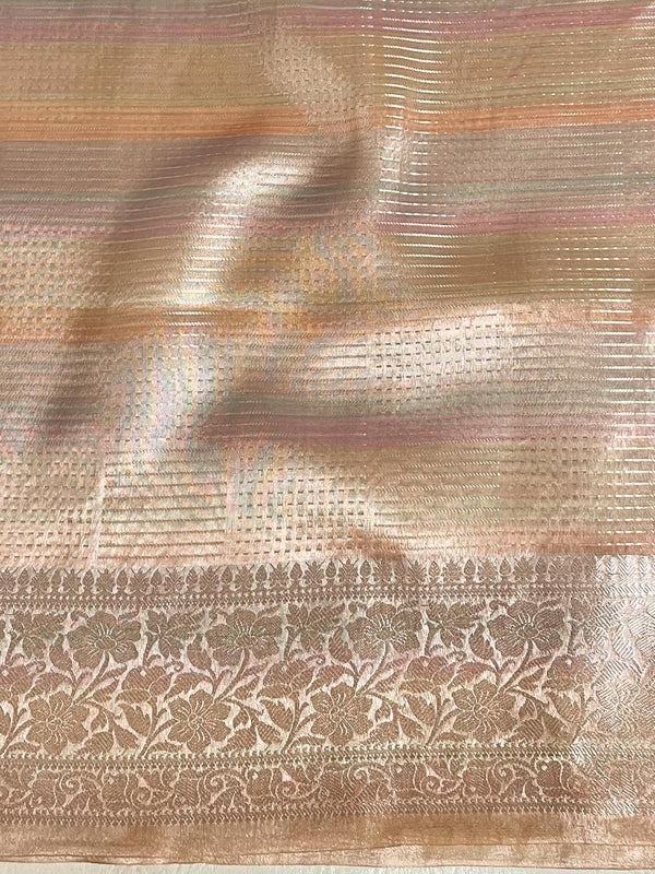 Banarasee Handwoven Shaded Tissue Saree-Gold