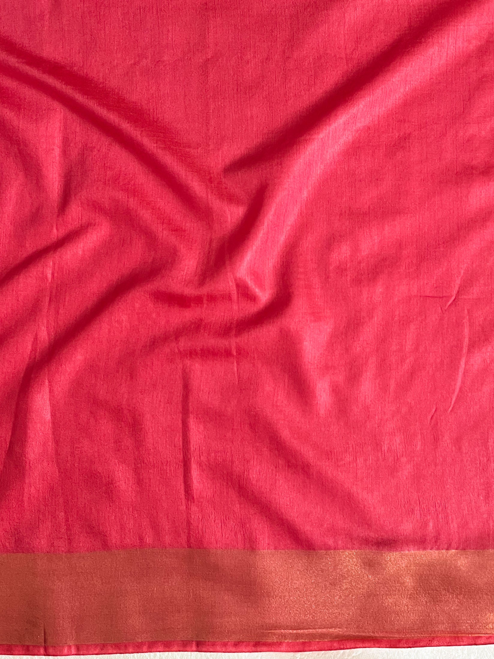 Banarasee Katan-Silk Plain Saree With Antique Zari Border-Pink