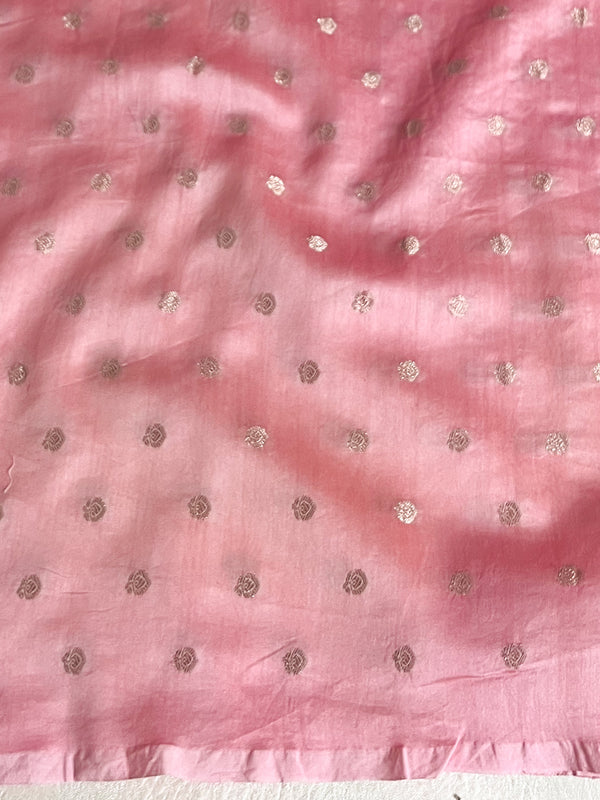 Banarasee Organza Mix Applique Work Saree-Pink