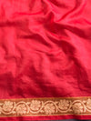 Banarasee Handwoven Georgette Saree Zari Design With Lace-Red