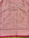 Banarasee Handwoven Semi Katan Saree Zari Border With Buta Design-Maroon