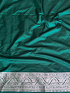 Banarasee Semi-Katan Silver Zari Border Saree With Lace-Green