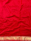 Banarasee Handwoven Semi Silk Plain Saree With Zari Border-Red