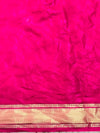 Banarasee Handwoven Semi Silk Plain Saree With Zari Border-Pink