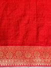 Banarasee Georgette Saree With Zari Work & Contrast Border-Green & Red