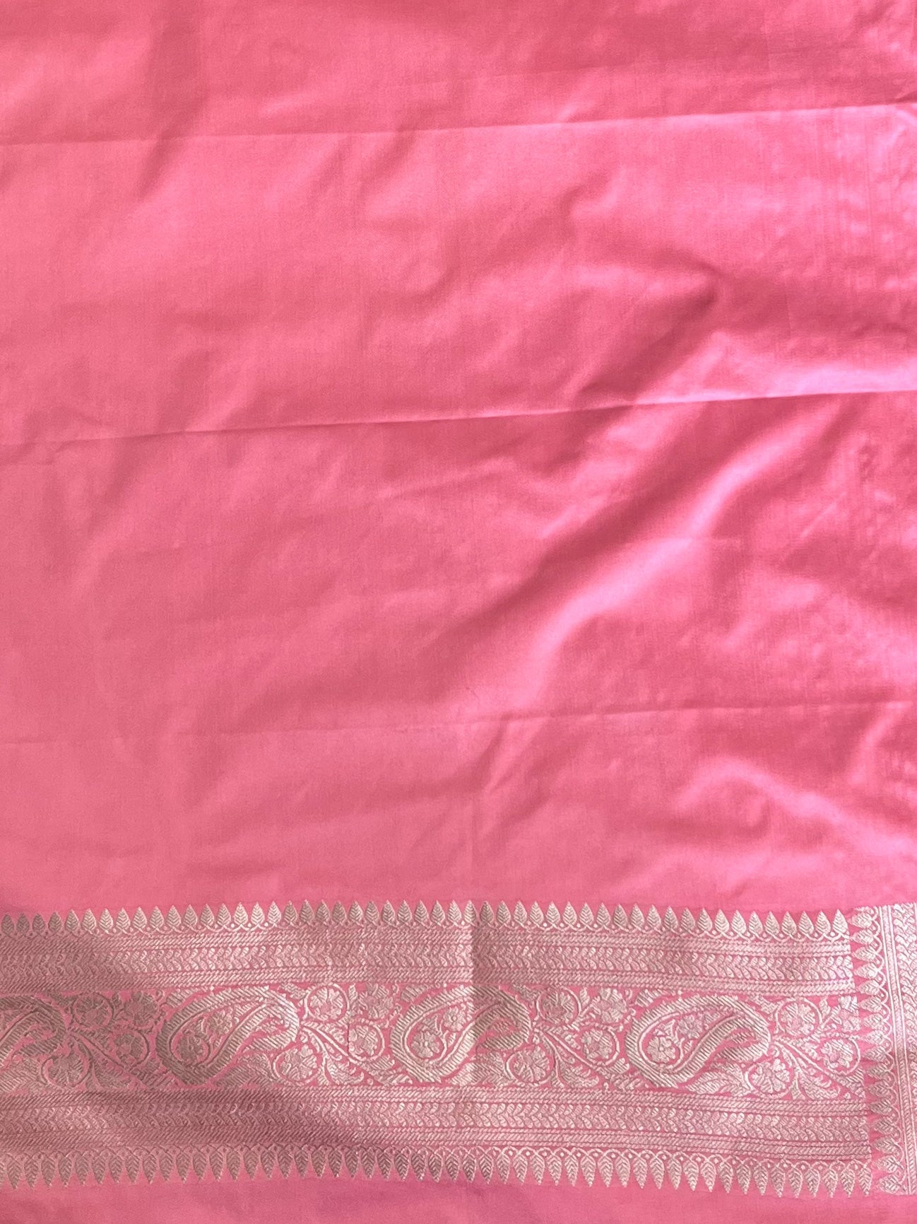 Banarasee Handloom Mashru Silk Saree Zari Border With Lace-Baby Pink