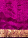 Banarasee Handwoven Plain Tissue Saree Zari Border With Lace-Magenta