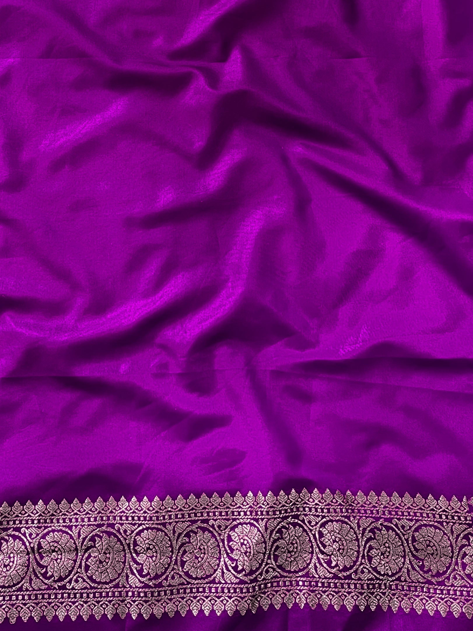 Banarasee Semi-Katan Heavy Zari Jaal Saree With Lace-Violet