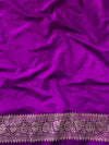 Banarasee Semi-Katan Heavy Zari Jaal Saree With Lace-Violet