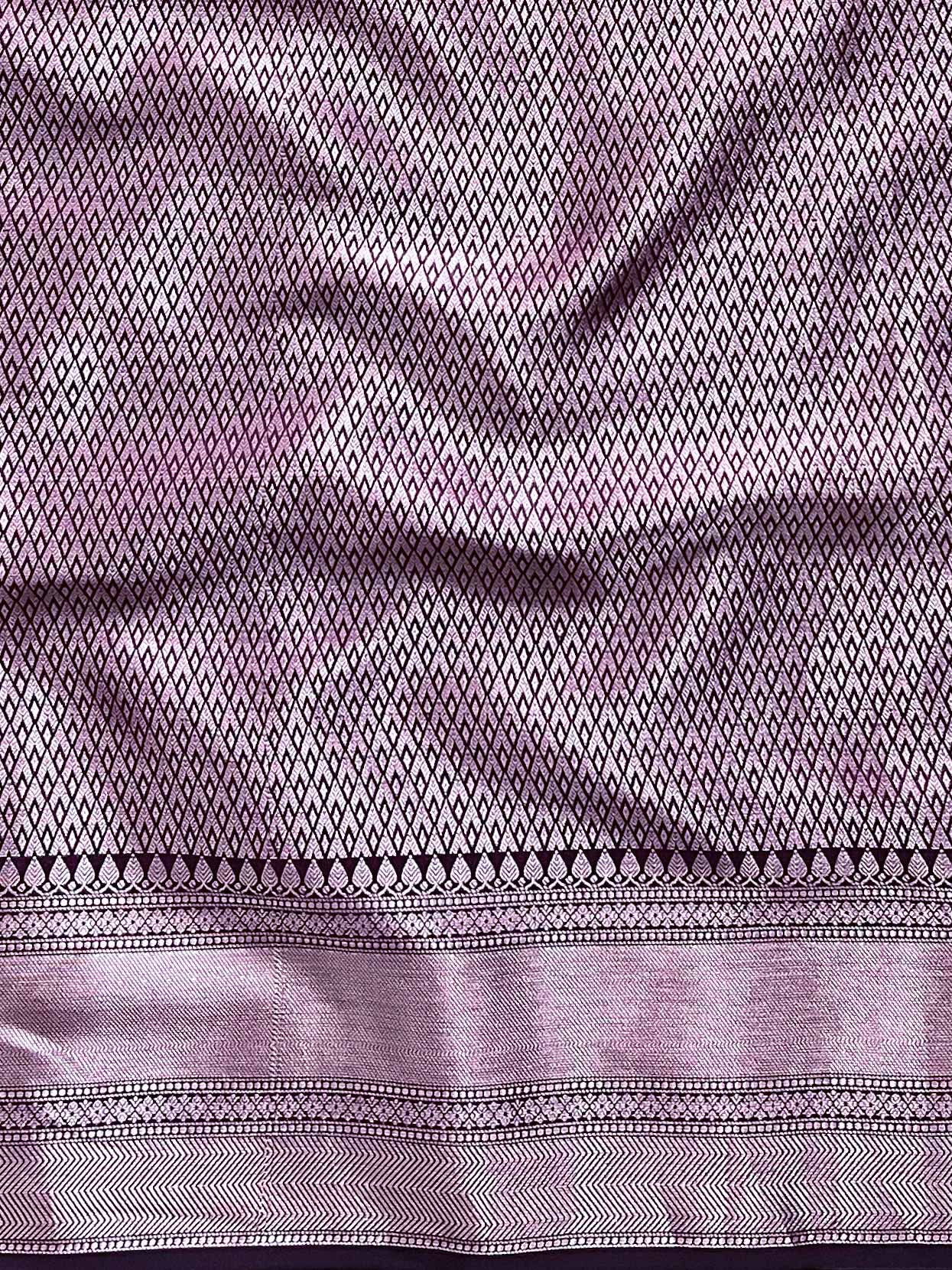 Banarasee Handwoven Semi Silk Saree With Zari Buti Design-Purple