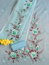 Banarasee Kota Doria Hand-Painted Salwar Kameez With Dupatta Set-Green