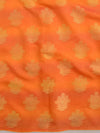 Banarasee Chanderi Cotton Stripes Salwar Kameez Fabric With Dupatta-Orange