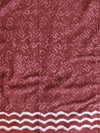 Handloom Mul Cotton Hand-Block Print Saree-Maroon