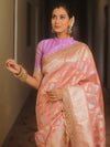 Banarasee Handwoven Georgette Saree Zari Jaal Design With Lace-Pink