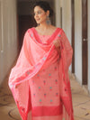 Banarasee Cotton Salwar Kameez Fabric With Dupatta & Resham Zari-Peach