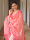 Banarasee Cotton Salwar Kameez Fabric With Dupatta & Resham Zari-Peach