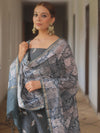 Banarasee Chanderi Salwar Kameez Fabric With Digital Print Dupatta Set-Grey