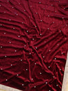 Banarasee Hand-Embroidered Velvet Salwar Kameez With Dupatta Set-Maroon