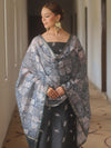 Banarasee Chanderi Salwar Kameez Fabric With Digital Print Dupatta Set-Grey