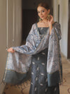 Banarasee Chanderi Salwar Kameez Fabric With Digital Print Dupatta Set-Grey