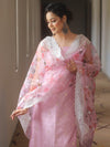 Banarasee Chanderi Salwar Kameez Fabric With Organza Digital Print Dupatta Set-Pink