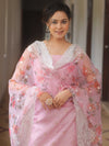 Banarasee Chanderi Salwar Kameez Fabric With Organza Digital Print Dupatta Set-Pink