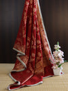 Banarasee Cotton Silk Dupatta With Zari Jaal Design & Lace-Red