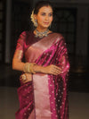 Banarasee Handwoven Tissue Saree Zari Border With Buti Design-Magenta