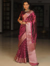 Banarasee Handwoven Tissue Saree Zari Border With Buti Design-Magenta