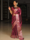 Banarasee Handwoven Tissue Saree Zari Border With Buti Design-Magenta