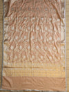 Banarasee Cotton Silk Dupatta With Zari Jaal Design & Lace-Peach