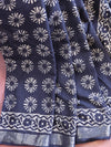 Linen Cotton Bagru Hand-Block Printed Saree-Blue