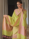 Banarasee Cotton Salwar Kameez Fabric With Dupatta & Resham Zari-Light Green