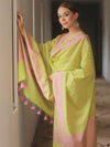 Banarasee Cotton Salwar Kameez Fabric With Dupatta & Resham Zari-Light Green