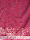 Linen Cotton Bagru Hand-Block Printed Saree-Maroon