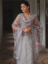 Banarasee Chanderi Salwar Kameez Fabric With Organza Digital Print Dupatta Set-Grey