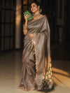 Banarasee Semi-Katan Heavy Zari Jaal Saree With Lace-Green