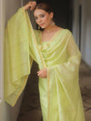 Banarasee Cotton Embroidered Salwar Kameez Fabric With Dupatta Set-Light Green