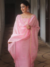 Banarasee Cotton Embroidered Salwar Kameez Fabric With Dupatta Set-Pink