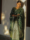 Banarasee Semi Katan Silk Salwar Kameez Fabric With Dupatta Zari Work-Green