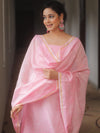 Banarasee Cotton Embroidered Salwar Kameez Fabric With Dupatta Set-Pink