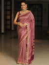 Banarasee Semi-Katan Heavy Zari Jaal Saree With Lace-Magenta