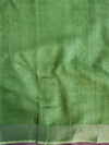 Bhagalpur Handloom Pure Linen Cotton Batik Pattern Saree-Green