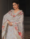 Banarasee Chanderi Salwar Kameez Fabric With Digital Print & Zari Dupatta Set-Grey