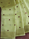 Bhagalpuri Handloom Linen Saree With Embroidery Work-Yellow