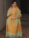 Banarasee Organza Resham Zari Salwar Kameez Fabric With Dupatta-Light Green